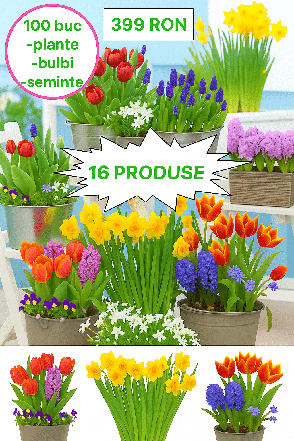 Mega Pachet Flori – 100 bucăți / 16 produse - imagine 2