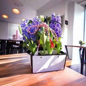 Martisor floral cu flori in ghiveci