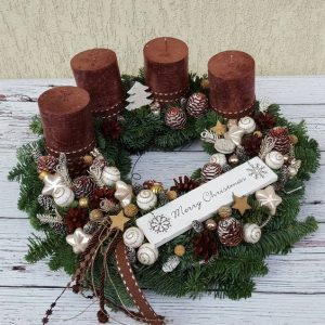 coronita advent eleganta in nuante Champagne -maro-auriu