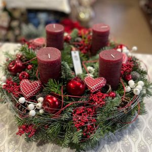 coronita de advent cu 4 lumanari stalp