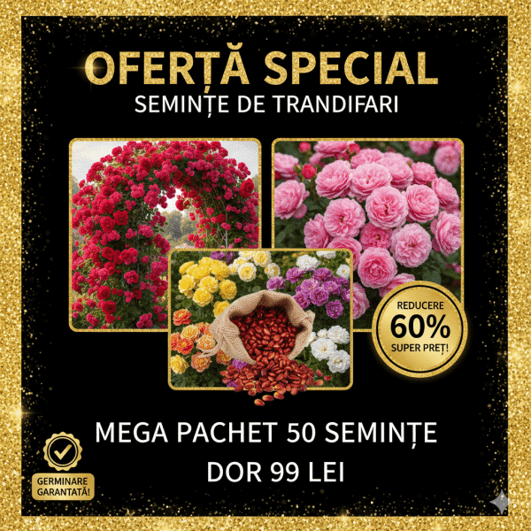 🌹 Mega Ofertă: 50 Semințe Trandafiri - Mix Catarători & Tufă Englezești!