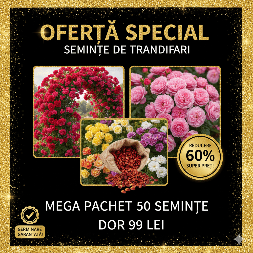 🌹 Mega Ofertă: 50 Semințe Trandafiri - Mix Catarători & Tufă Englezești!