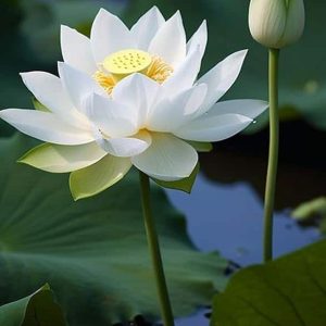 Lotus Alb cu Inimă Galbenă – Nelumbo candidum