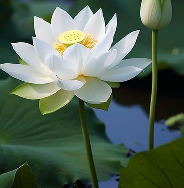Lotus Alb cu Inimă Galbenă – Nelumbo candidum