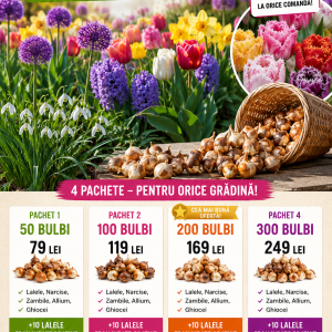 Colecția MAXI – Mix 300 Bulbi de Flori + 10 Lalele Franjurate GRATUIT