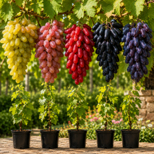 Pachet 5 Vițe de Vie Fără Sâmburi la Ghiveci – 5 Soiuri